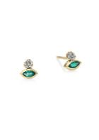 Zoe Chicco Gemfields Diamond & Gold Bezel Set Marquis Emerald Stud Earrings
