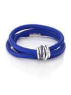 De Grisogono Allegra Blue Sapphire, 18k White Gold & Leather Wrap Bracelet/denim