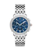 Michele Watches Blue Mother-of-pearl & Diamond Stainless Steel Chronograph Watch