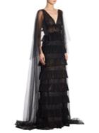 Elie Saab Lace Tiered Gown