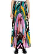 Valentino Counting 6 Pleated Silk Skirt