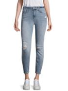 Mother Looker High-rise Distressed Cropped Skinny Jeans