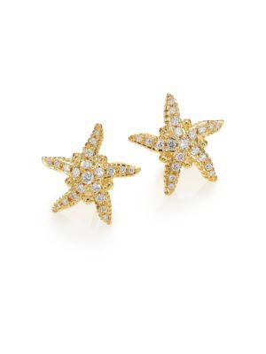 Temple St. Clair Diamond & 18k Yellow Gold Sea Star Stud Earrings