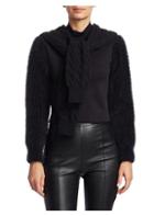 Alexander Wang Cropped Cable Knit Tie Mockneck Sweater