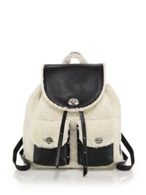 Coach Shearling & Leather Turnlock Backpack
