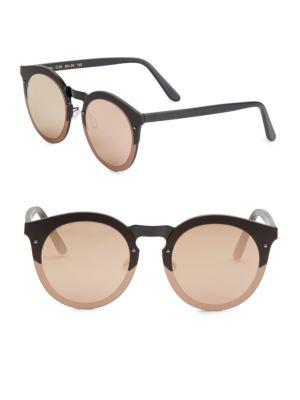 Illesteva Palermo 49mm Matte Round Mirrored Sunglasses