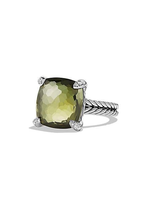 David Yurman Chatelaine? Ring With Green Orchid And Diamonds