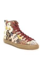 Coach Floral High-top Leather Sneakers