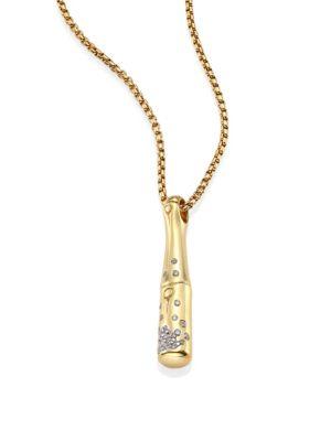 John Hardy Bamboo Diamond & 18k Yellow Gold Pendant Necklace