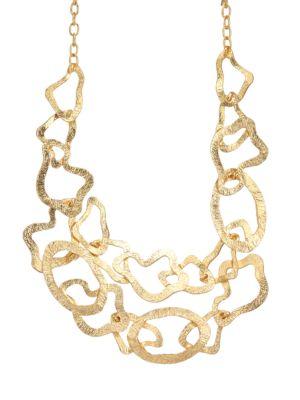 Kenneth Jay Lane Two-row Satin Gold Wavy Necklace