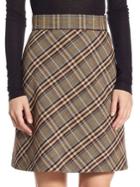 Theory A-line Stripe Wool Skirt