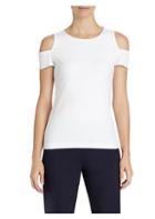 Lafayette 148 New York Swiss Ribbed Cold-shoulder Top