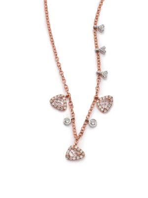 Meira T White Topaz, Diamond & 14k Rose Gold Charm Necklace