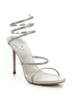 Rene Caovilla Leather Crystal Swirl Sandals