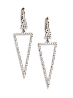 Meira T Diamond & 14k White Gold Cutout Triangle Drop Earrings