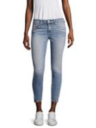 Amo Mid-rise Cropped Jeans With Frayed Hem