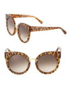 Stella Mccartney 51mm Leopard-print Rounded Cat Eye Sunglasses