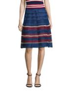 Redvalentino Raffia Striped Cotton Skirt