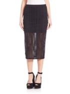 T By Alexander Wang Stretch Cotton Jersey Jacquard Fitted Skirt