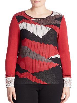 Stizzoli, Plus Size Camo Knit Sweater