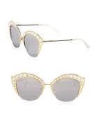 Gucci Crystal-trim Mirrored Cat Eye Sunglasses