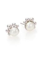 Anzie Dew Drop Bubbling Brook 8mm White Mabe Pearl Stud Earrings