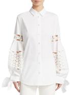 Lela Rose Lace Inset Full Sleeve Shirt