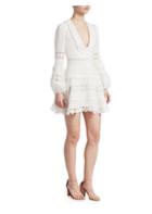 Zimmermann Embroidered Lace Linen Plunge Dress