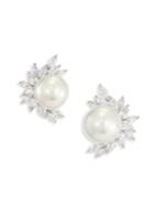 Fallon Monarch Marquis Cluster & Faux-pearl Stud Earrings