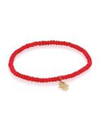 Sydney Evan Hamsa Diamond, Red Coral & 14k Yellow Gold Hamsa Beaded Bracelet