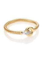 Roberto Coin Primavera Diamond, 18k White & Yellow Gold Interlock Bangle Bracelet