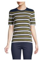 Piazza Sempione Roundneck Short Sleeve Striped Knit T-shirt