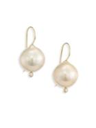 Mizuki 13-14mm White Baroque Pearl & Diamond Earrings