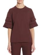 Victoria, Victoria Beckham Pleated Cotton Bell Sleeves Tee