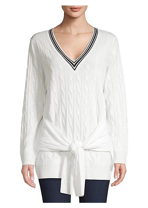 Sandro Emma Cable Knit Tie Waist Sweater