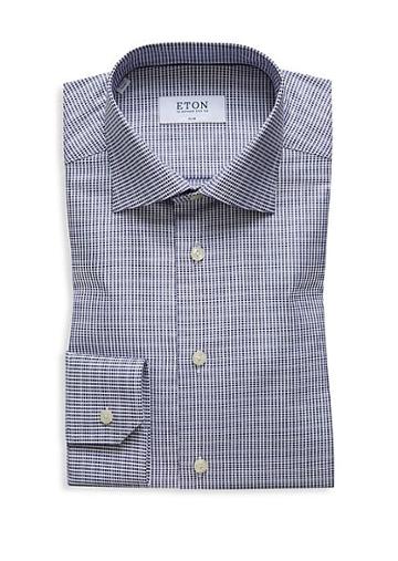 Eton Slim-fit Textured Check Dress Shirt