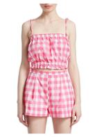 Mds Stripes Gingham Cropped Cotton Cami