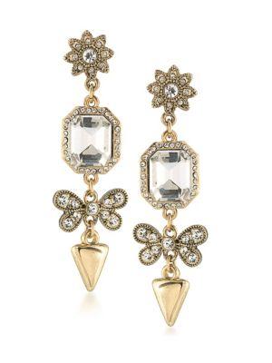 Abs By Allen Schwartz Jewelry Linear Crystal Drop Earrings