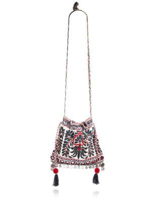 Star Mela Minta Embroidered Cotton Bucket Bag
