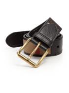 Burberry Check Jute & Leather Belt