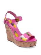 Dolce & Gabbana Pineapple Patent Leather & Cork Wedge Sandals