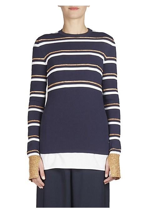 Cedric Charlier Striped Long-sleeve Knit Top