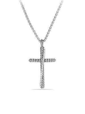 David Yurman Crossover Cross Necklace With Diamonds