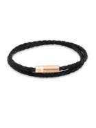 Tateossian Pop Rigato Rose Gold-plated Silver & Leather Braided Bracelet