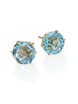 Ippolita Rock Candy Blue Topaz & 18k Yellow Gold Stud Earrings