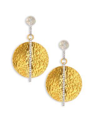 Gurhan Lush Diamond, 24k Yellow Gold & 18k White Gold Drop Earrings