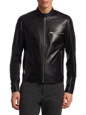 Theory Tab Collar Leather Moto Jacket