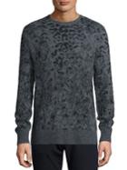 John Varvatos Leopard Jacquard Pattern Wool Blend Sweater
