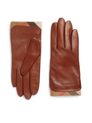 Burberry Housecheck-trim Leather Gloves