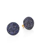 Nina Gilin Blue Sapphire Disc Stud Earrings